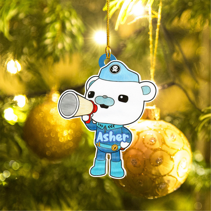 Personalized Octonauts Christmas Ornaments | Captain Barnacles Accents for tree decoration. Outdoor lawn or Family tree