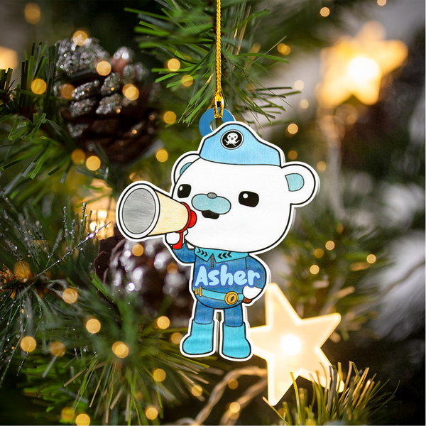 Personalized Octonauts Christmas Ornaments | Captain Barnacles Accents for tree decoration. Outdoor lawn or Family tree