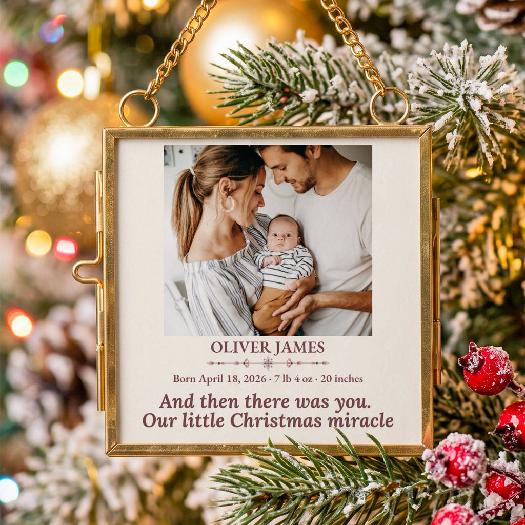 Personalized Baby's First Christmas Ornament 2026 – Double-Sided Photo Keepsake