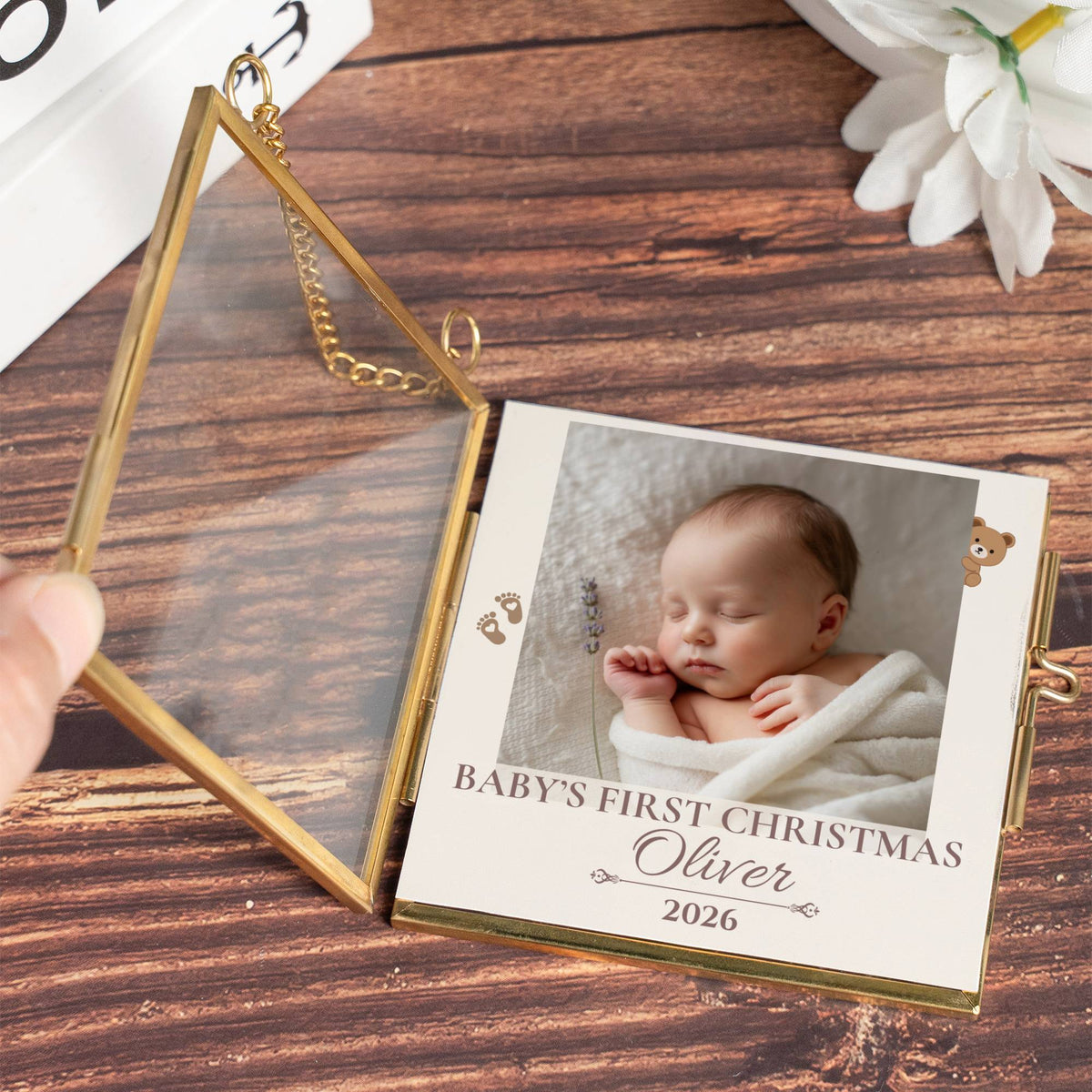 Personalized Baby's First Christmas Ornament 2026 – Double-Sided Photo Keepsake