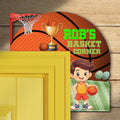 PERSONALIZED Wooden Door Corner | CUSTOM Door Topper Name Plate for KIDS | Single/Double Layer | 10” & 15” Sizes | Basketball