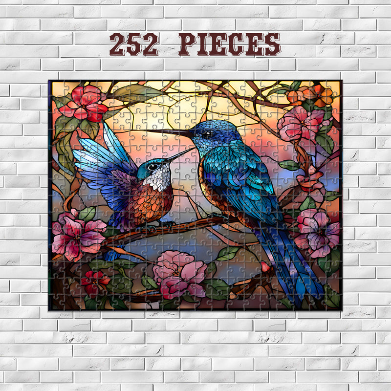 Rectangle Puzzles for All Ages – High-Quality, Durable, and Fun Jigsaw with Precision Laser-Cut Pieces | Stained Glass Art -Birds