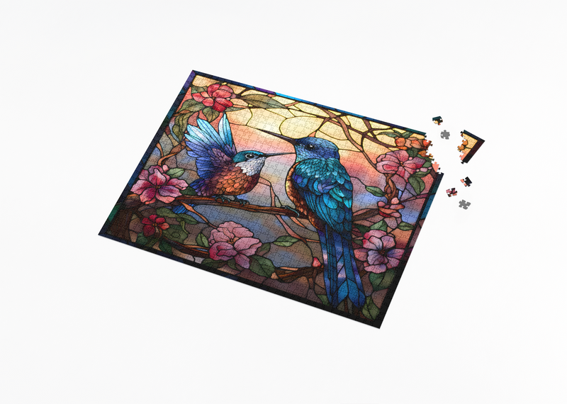 Rectangle Puzzles for All Ages – High-Quality, Durable, and Fun Jigsaw with Precision Laser-Cut Pieces | Stained Glass Art -Birds