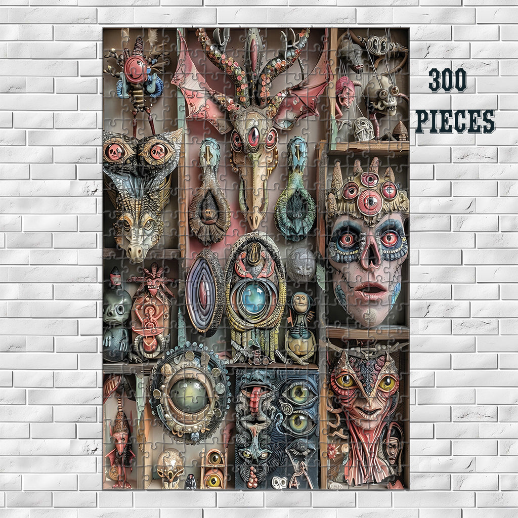 300-piece Surreal Eyes Curiosity Cabinet wooden jigsaw puzzle