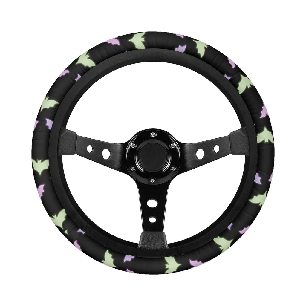 Pastel Goth Bats steering wheel cover with cute gothic bat pattern