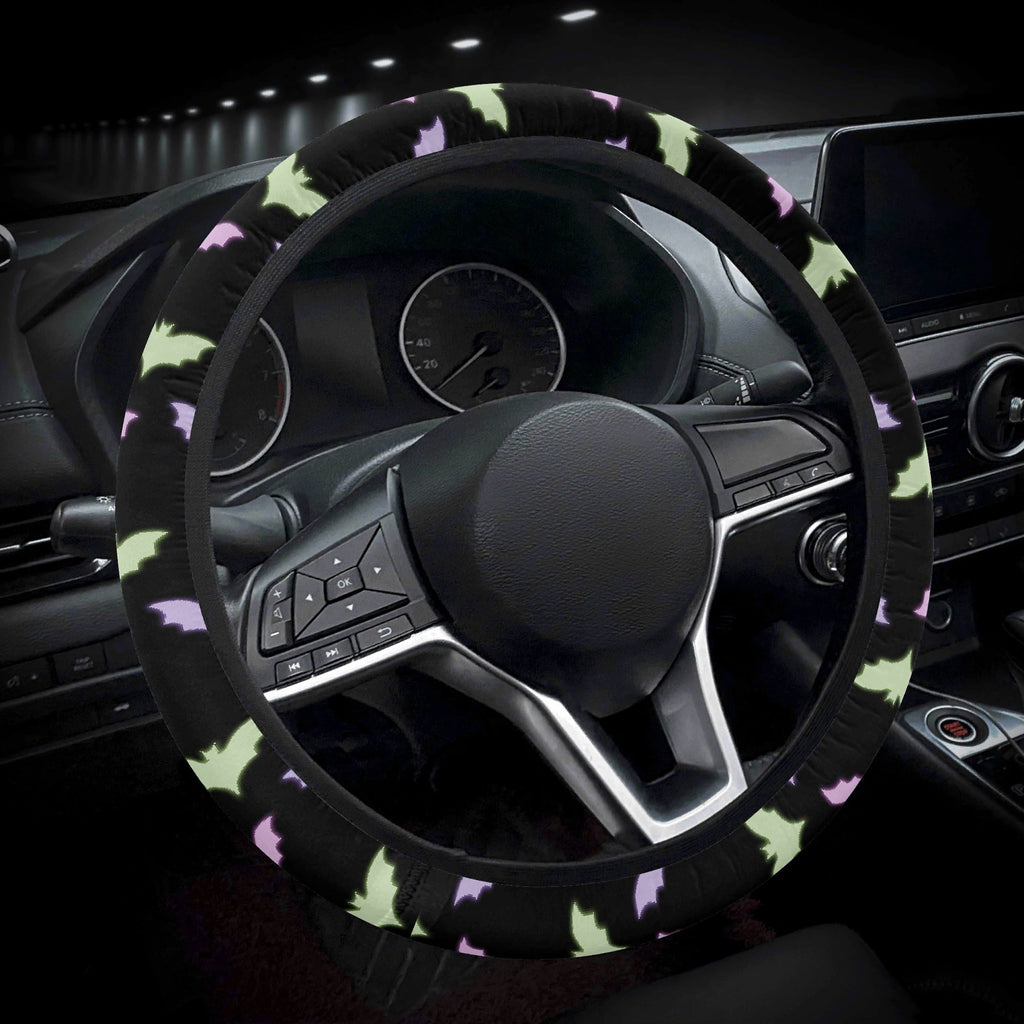 Pastel Goth Bats car steering wheel cover in pastel gothic design