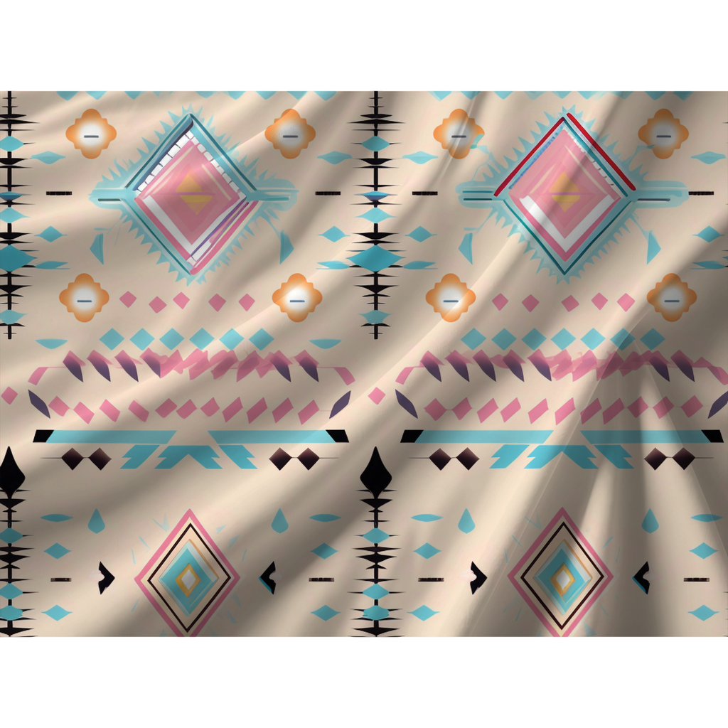 Close-up of pastel boho geometric duvet cover pattern