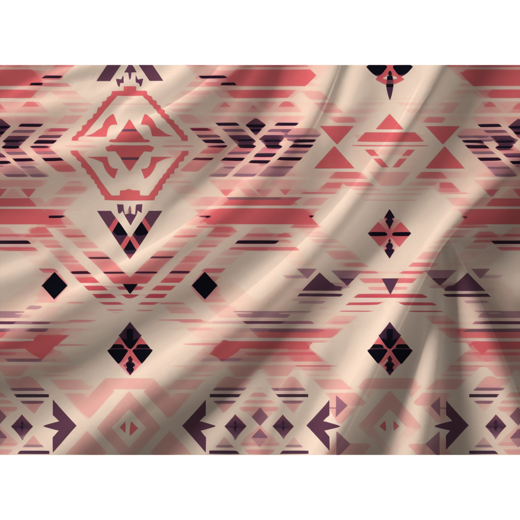Close view of peach boho geometric duvet cover pattern