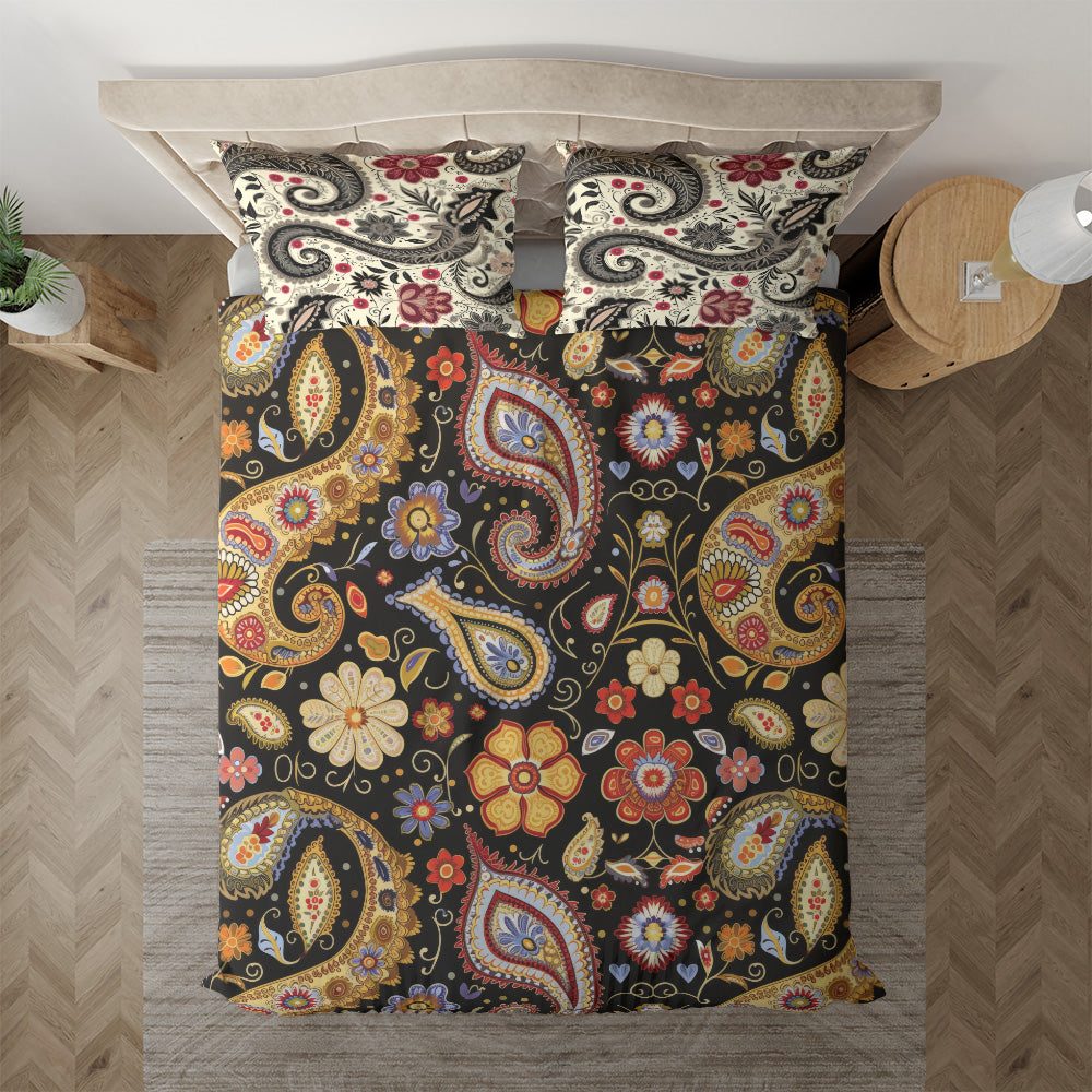 Boho Floral Paisley Baby Twin duvet cover with matching pillowcase