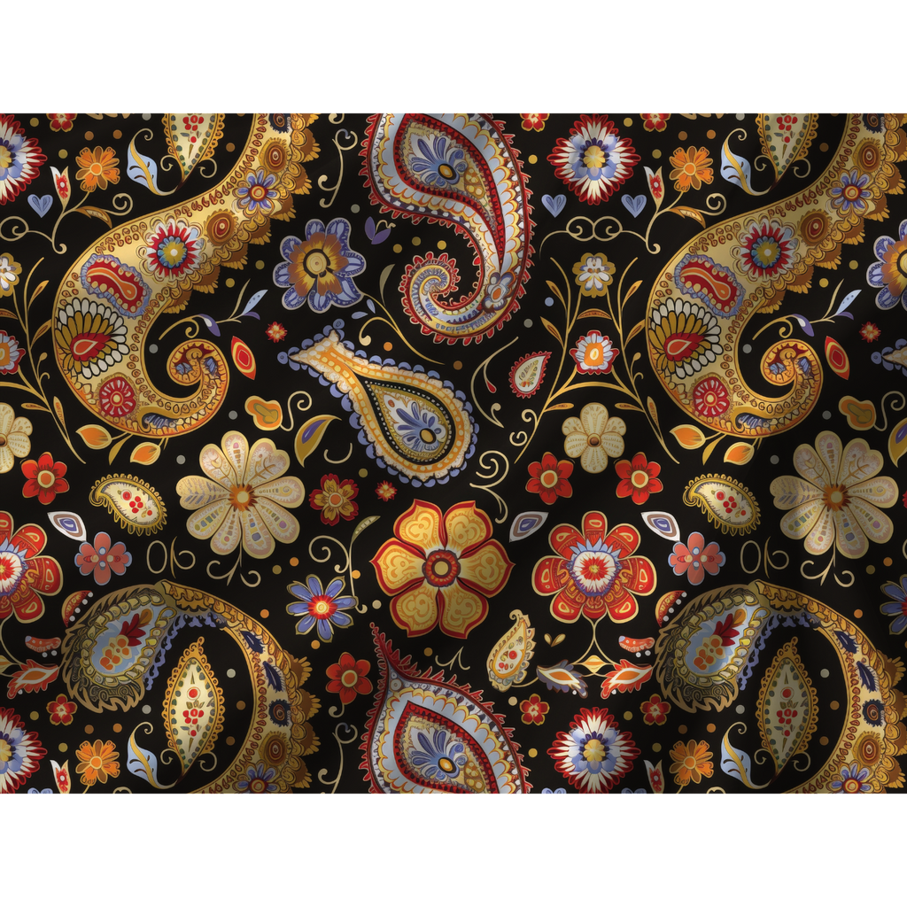 Close-up of boho floral paisley duvet cover pattern