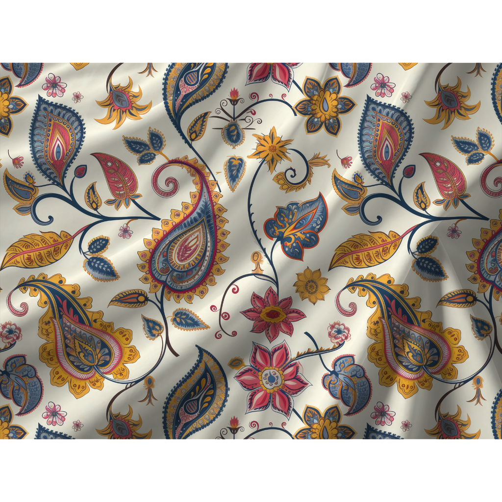 Close-up of soft boho paisley duvet cover pattern