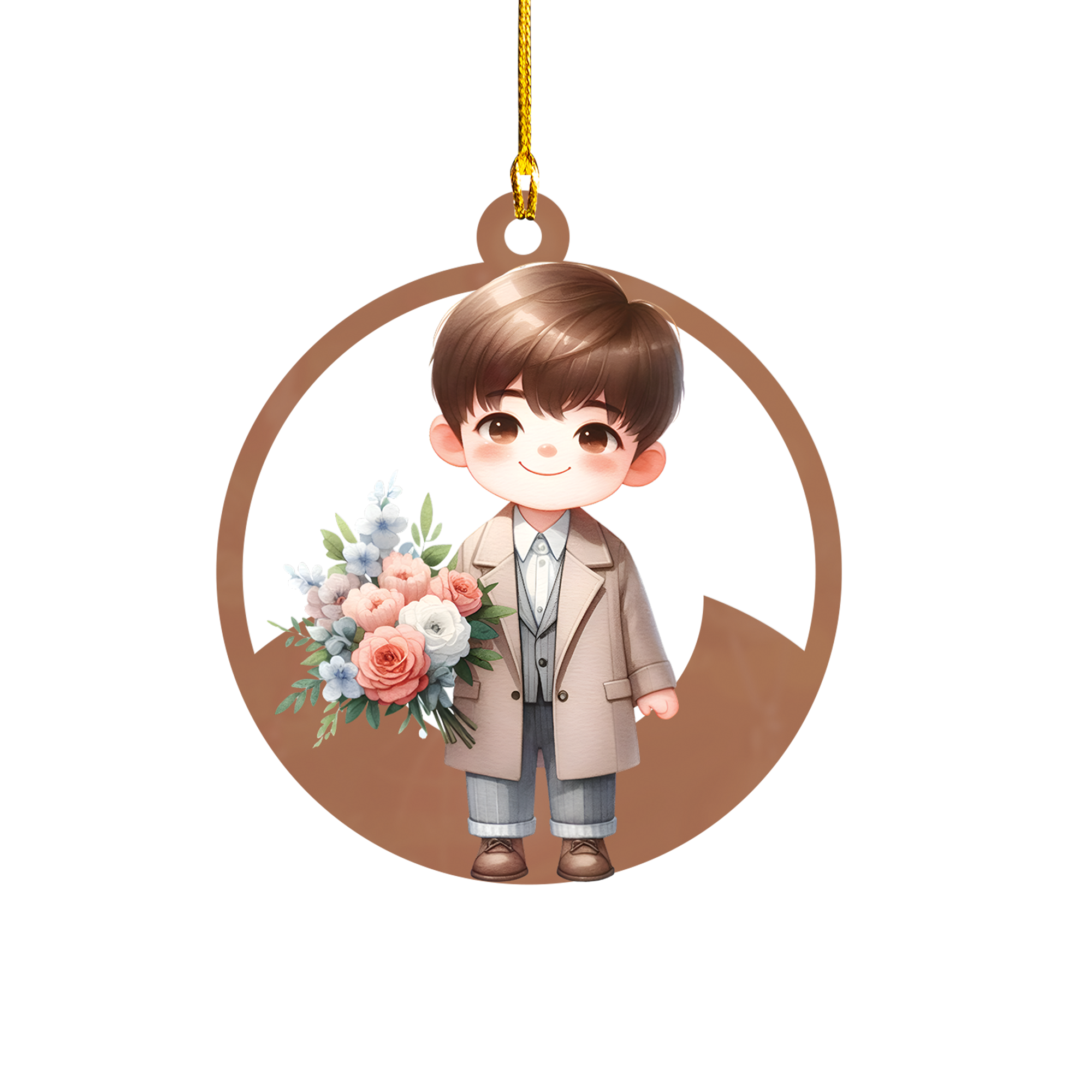 Personalized Xmas Decorations | Custom Acrylic Fun Holiday Christmas Décor Keepsake Ornaments | Flower Boy