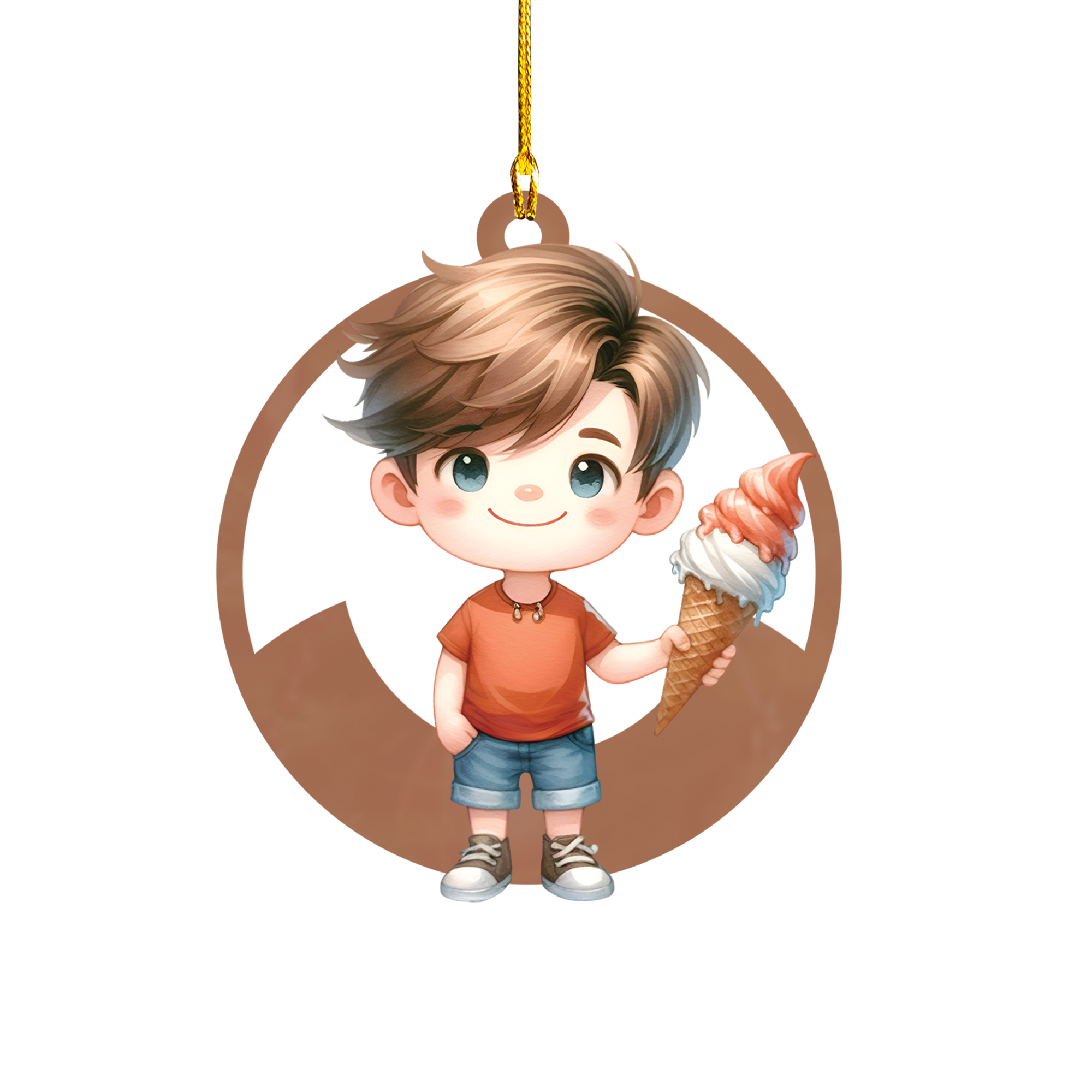 Personalized Xmas Decorations | Custom Acrylic Fun Holiday Christmas Décor Keepsake Ornaments | Ice Cream Boy
