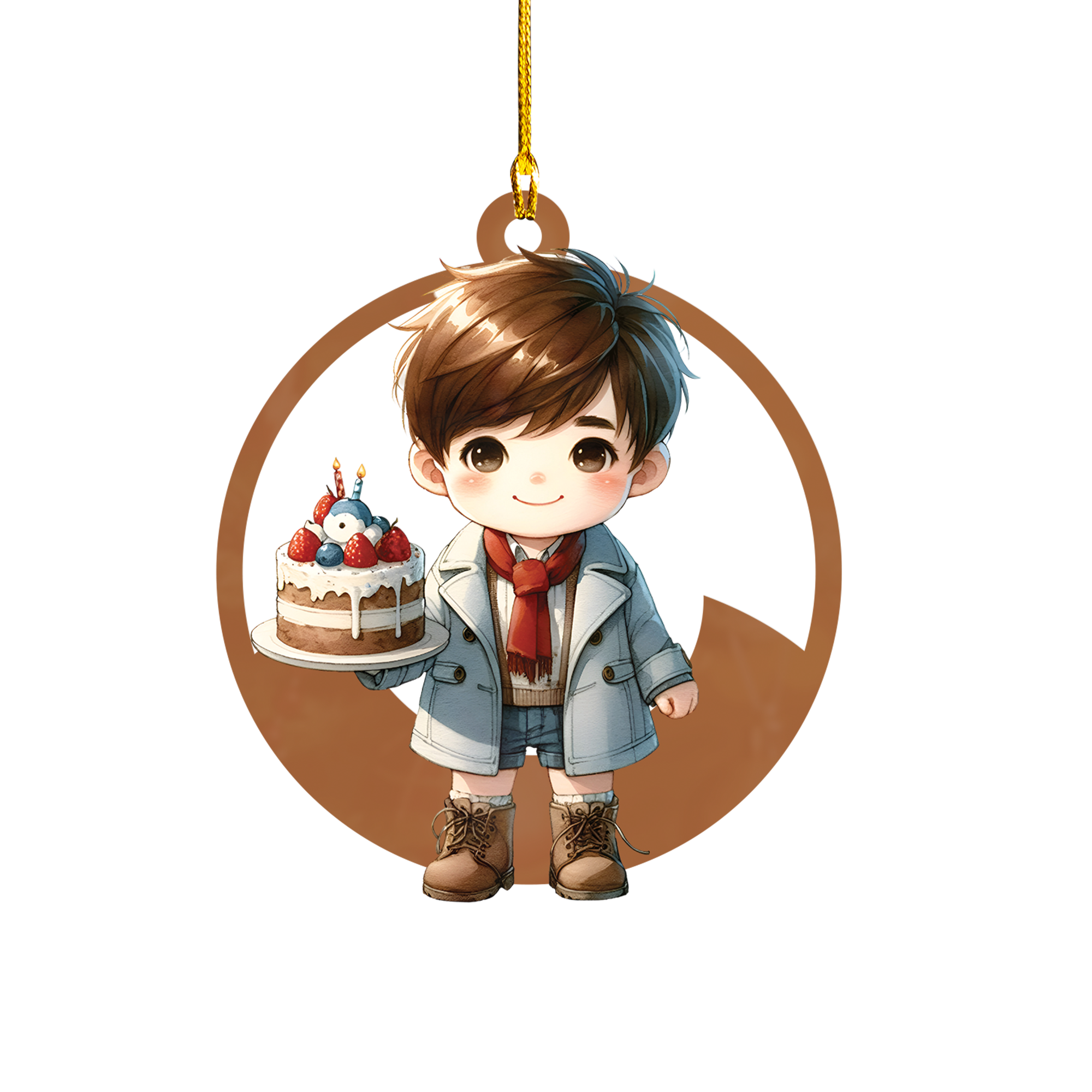 Personalized Xmas Decorations | Custom Acrylic Fun Holiday Christmas Décor Keepsake Ornaments | Cake Boy