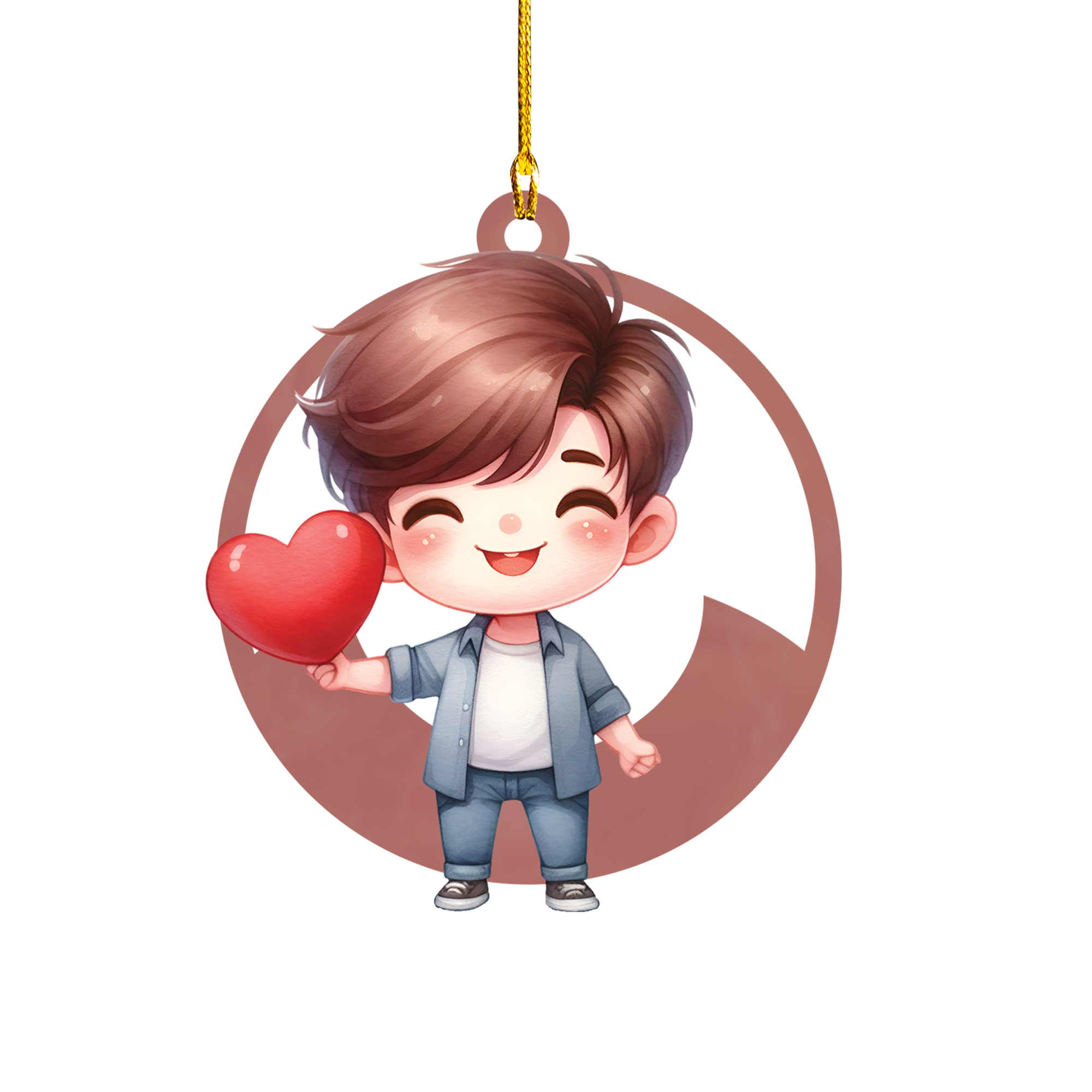 Personalized Xmas Decorations | Custom Acrylic Fun Holiday Christmas Décor Keepsake Ornaments | Heart Boy