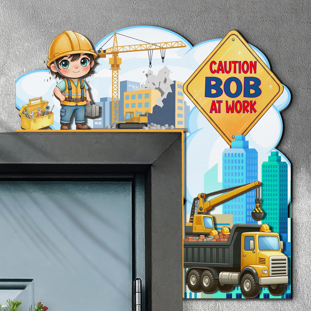 PERSONALIZED Wooden Door Corner | CUSTOM Door Topper Name Plate for KIDS | Single/Double Layer | 10” & 15” Sizes | Builder