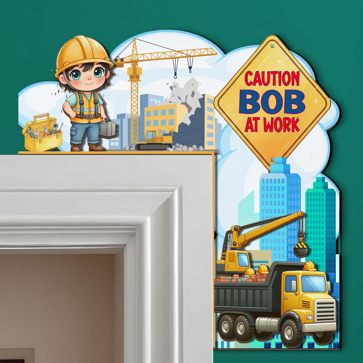 PERSONALIZED Wooden Door Corner | CUSTOM Door Topper Name Plate for KIDS | Single/Double Layer | 10” & 15” Sizes | Builder