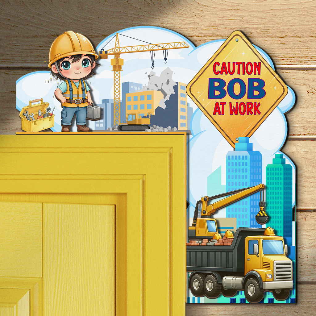 PERSONALIZED Wooden Door Corner | CUSTOM Door Topper Name Plate for KIDS | Single/Double Layer | 10” & 15” Sizes | Builder