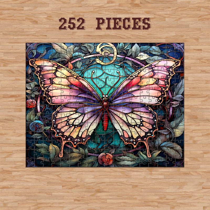 Rectangle Puzzles for All Ages – High-Quality, Durable, and Fun Jigsaw with Precision Laser-Cut Pieces | Stained Glass Art  -Butterfly Beauty