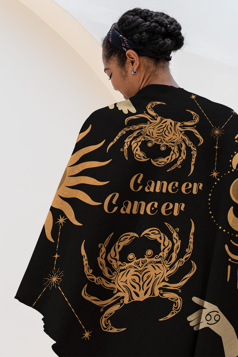 Cancer and Cancer Zodiac Compatibility Woven Throw Tapestry - Elevate home decor with this boho-inspired, celestial charm blanket. Perfect for astrology enthusiasts, featuring Cancer and Cancer sun signs, adding unique, artistic flair to your living space. Premium cotton, cozy, and decorative.