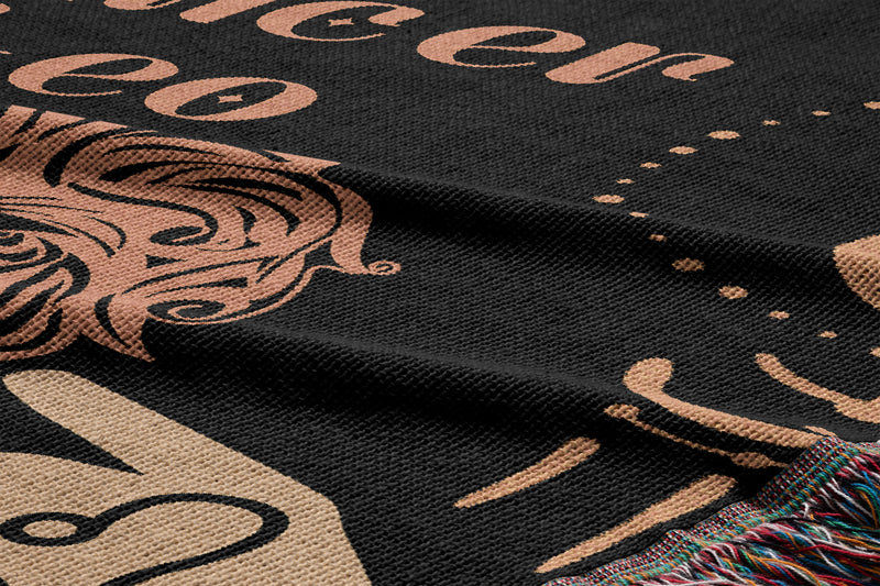 Cancer and Leo Zodiac Compatibility Woven Throw Tapestry - Elevate home decor with this boho-inspired, celestial charm blanket. Perfect for astrology enthusiasts, featuring Aries and Scorpio sun signs, adding unique, artistic flair to your living space. Premium cotton, cozy, and decorative.