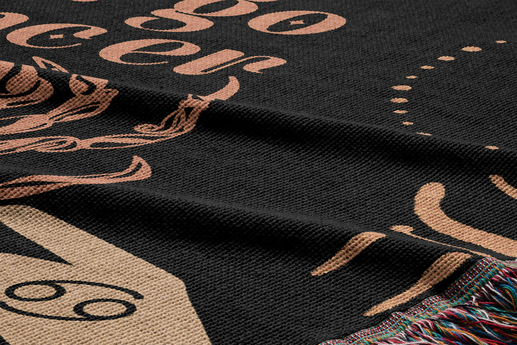 Cancer and Virgo Zodiac Compatibility Woven Throw Tapestry - Elevate home decor with this boho-inspired, celestial charm blanket. Perfect for astrology enthusiasts, featuring Cancer and Virgo sun signs, adding unique, artistic flair to your living space. Premium cotton, cozy, and decorative.
