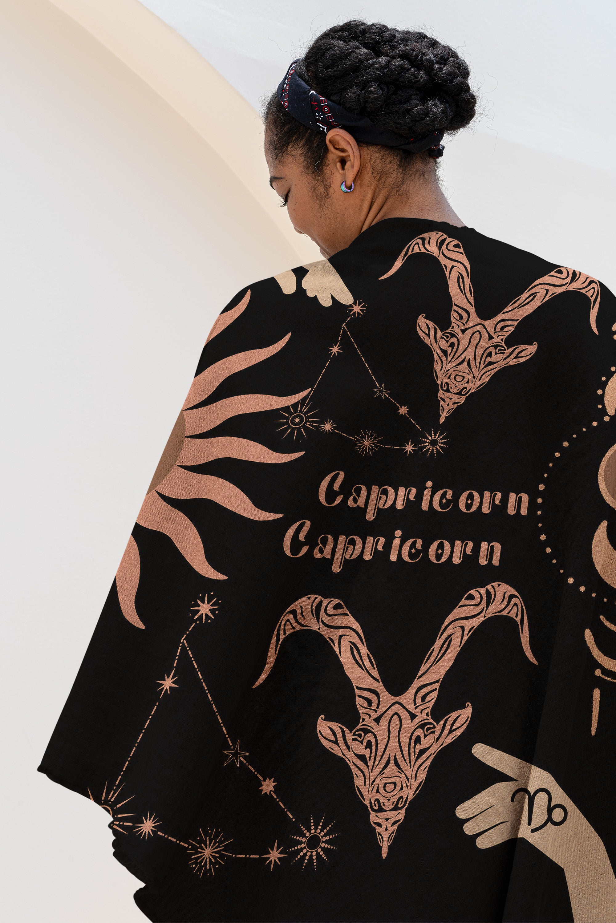 Capricorn and Capricorn Zodiac Compatibility Woven Throw Tapestry - Elevate home decor with this boho-inspired, celestial charm blanket. Perfect for astrology enthusiasts, featuring Capricorn and Capricorn sun signs, adding unique, artistic flair to your living space. Premium cotton, cozy, and decorative.