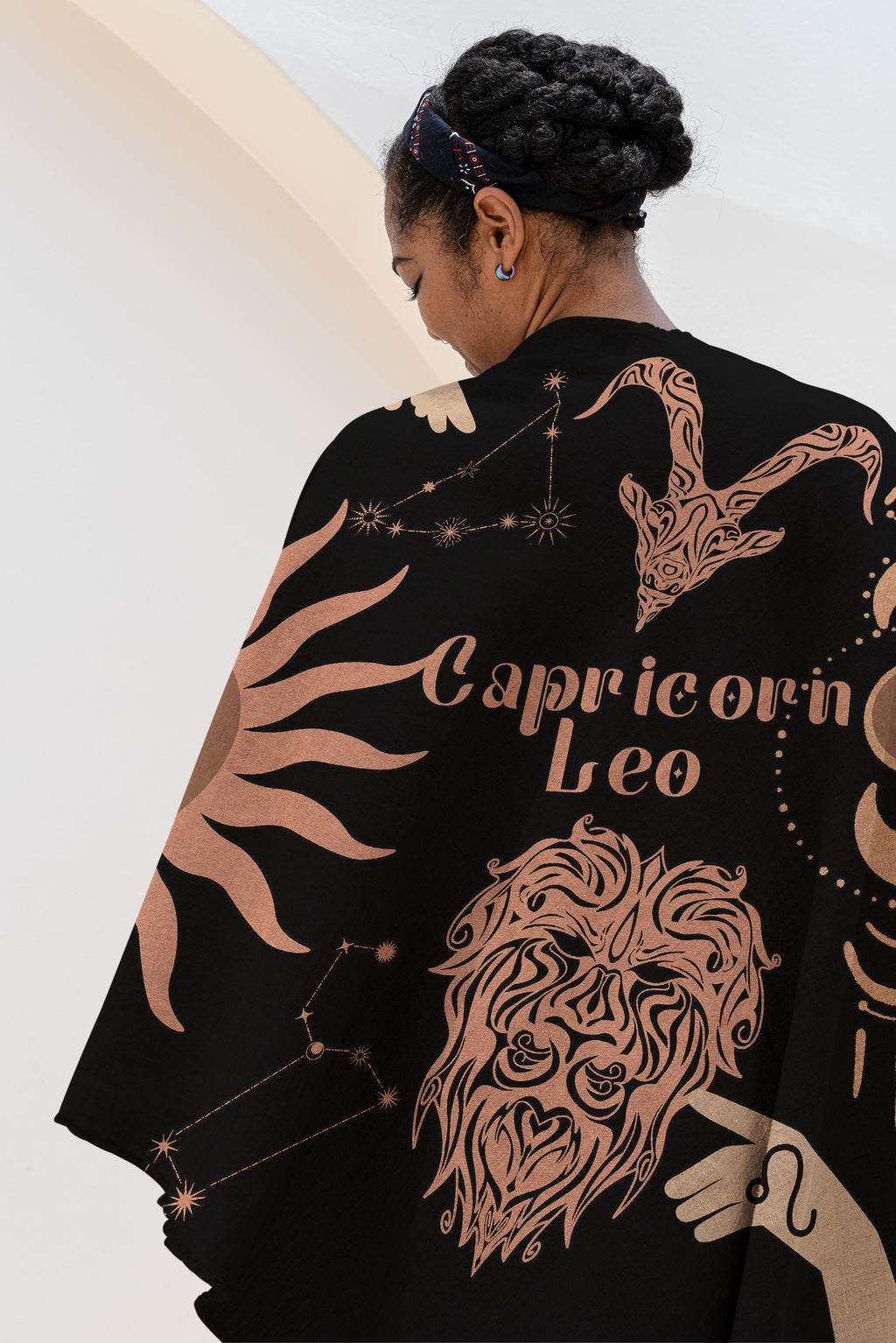 Capricorn and Leo Zodiac Compatibility Woven Throw Tapestry - Elevate home decor with this boho-inspired, celestial charm blanket. Perfect for astrology enthusiasts, featuring Capricorn and Leo sun signs, adding unique, artistic flair to your living space. Premium cotton, cozy, and decorative.