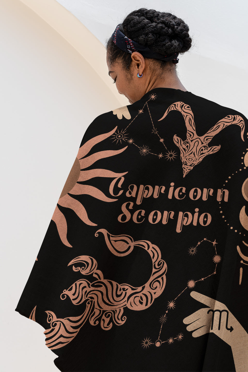 Capricorn and Scorpio Zodiac Compatibility Woven Throw Tapestry - Elevate home decor with this boho-inspired, celestial charm blanket. Perfect for astrology enthusiasts, featuring Capricorn and Scorpio sun signs, adding unique, artistic flair to your living space. Premium cotton, cozy, and decorative.