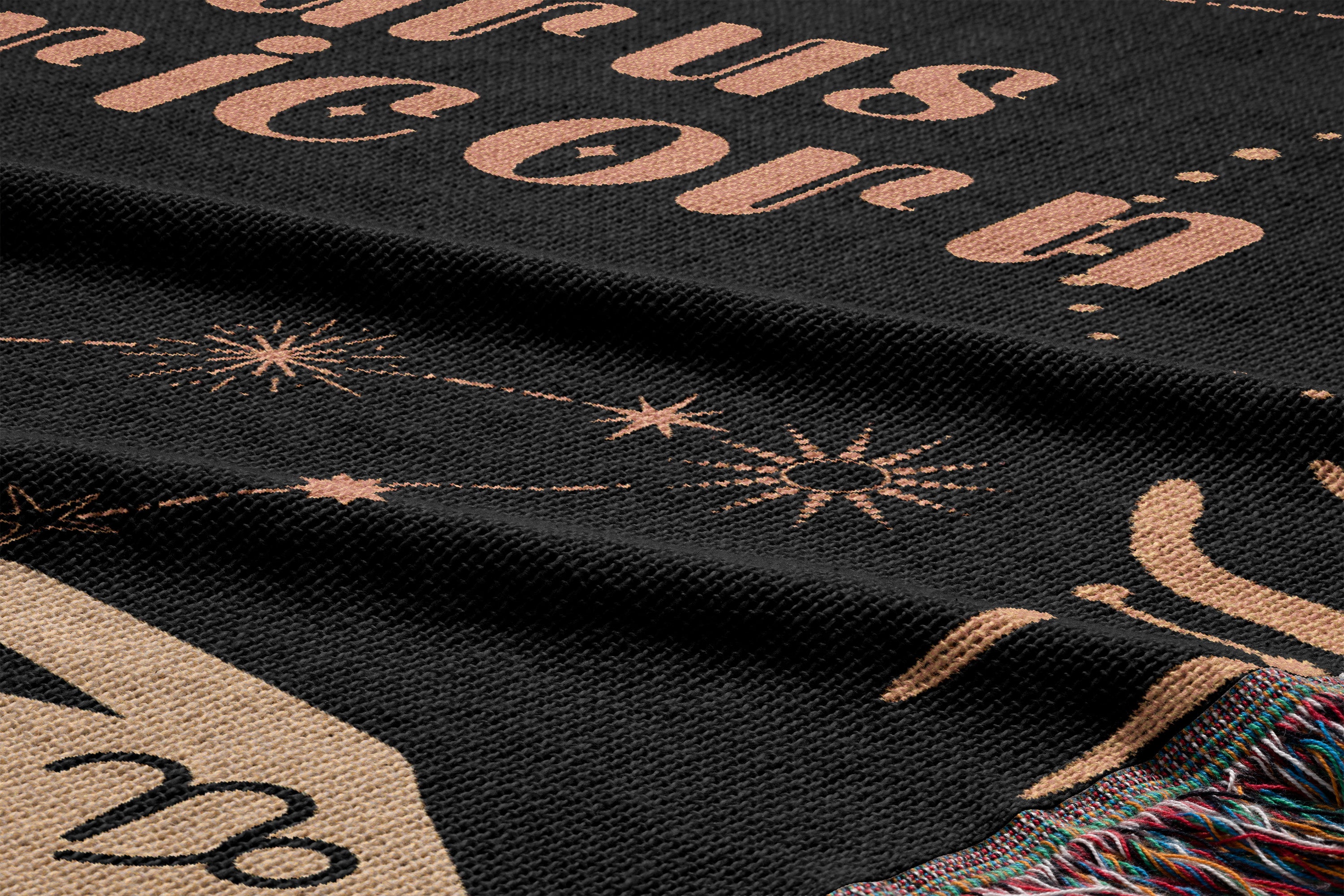 Capricorn and Taurus Zodiac Compatibility Woven Throw Tapestry - Elevate home decor with this boho-inspired, celestial charm blanket. Perfect for astrology enthusiasts, featuring Capricorn and Taurus sun signs, adding unique, artistic flair to your living space. Premium cotton, cozy, and decorative.