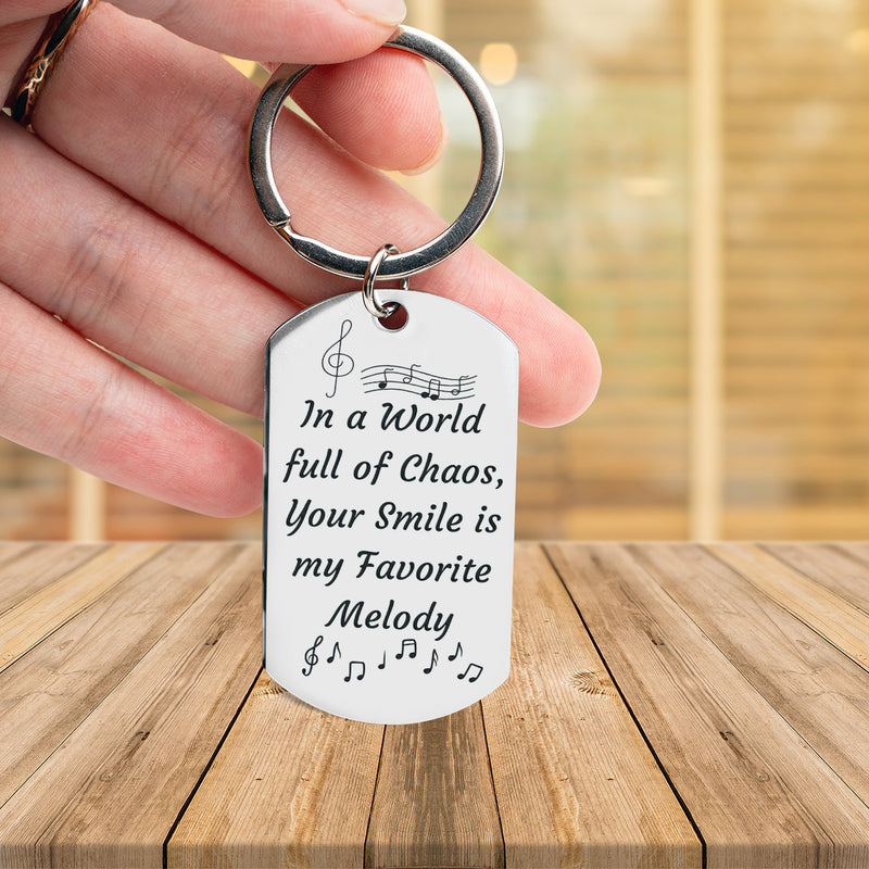 Engraved Stainless Steel Keychain | Perfect Gift for Him for Valentines Day | Durable and Stylish | Melody in Chaos