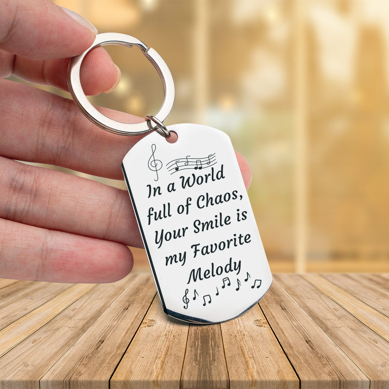 Engraved Stainless Steel Keychain | Perfect Gift for Him for Valentines Day | Durable and Stylish | Melody in Chaos