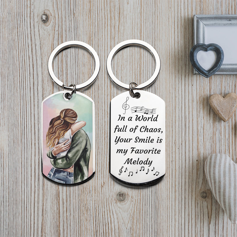 Engraved Stainless Steel Keychain | Perfect Gift for Him for Valentines Day | Durable and Stylish | Melody in Chaos