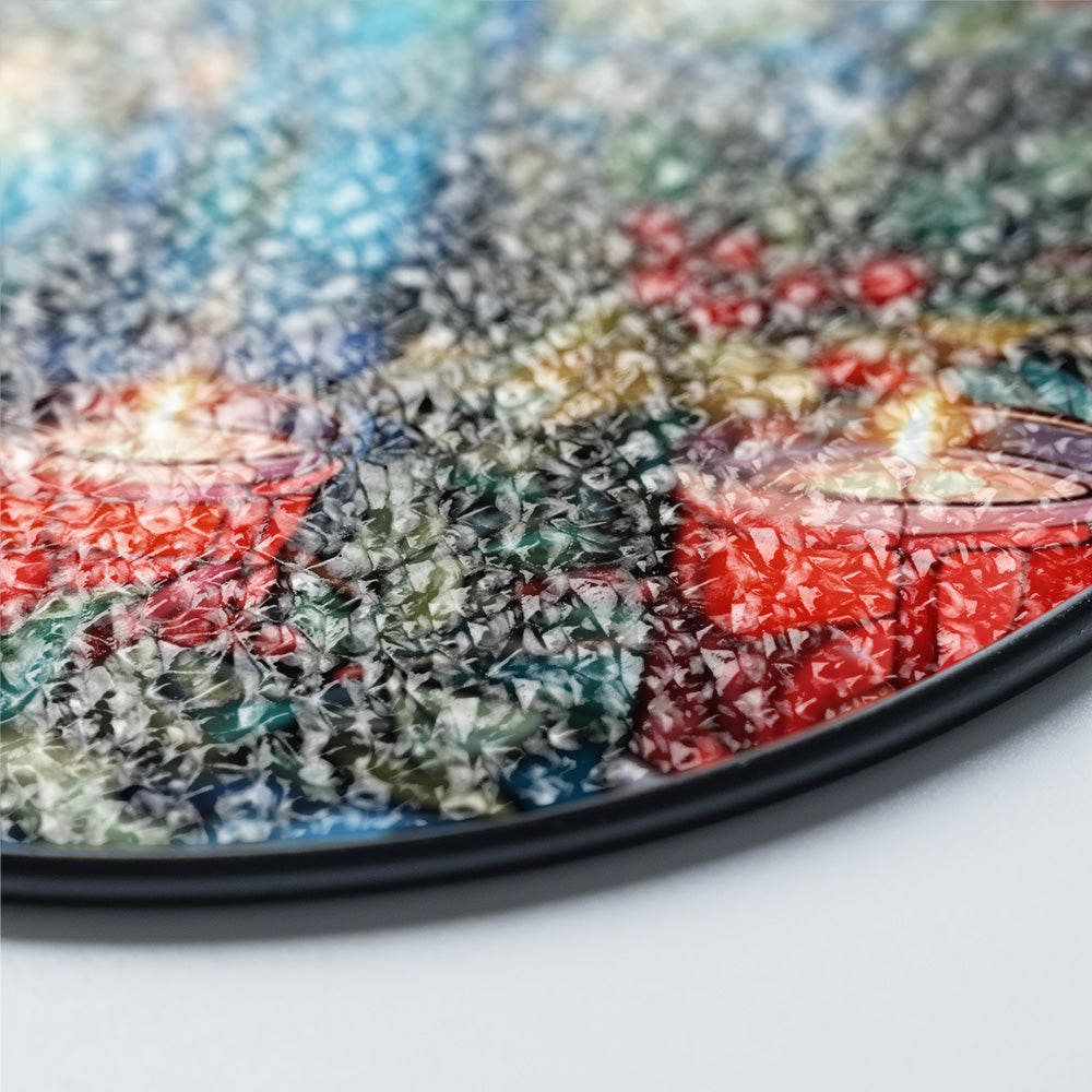 Christmas Stained Glass Suncatcher| Decorative Window Hanging | 6 Sizes | Holiday Decor Accents | Vibrant Textured | Durable Zinc Casing | Blue Candles