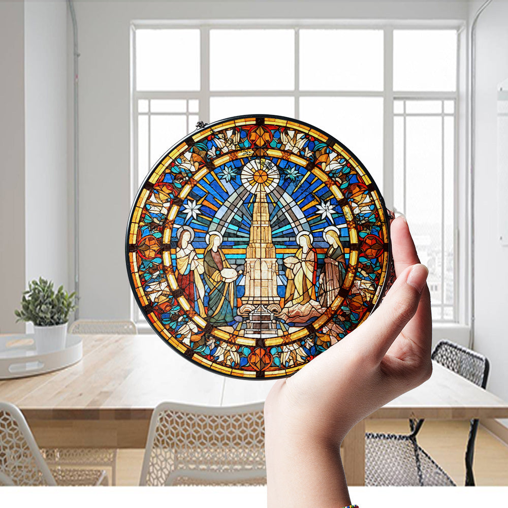 Christmas Stained Glass Suncatcher| Decorative Window Hanging | 6 Sizes | Holiday Decor Accents | Vibrant Textured | Durable Zinc Casing | Nativity-Guiding Star
