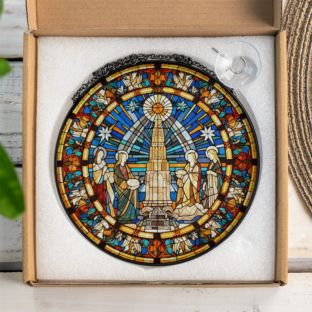 Christmas Stained Glass Suncatcher| Decorative Window Hanging | 6 Sizes | Holiday Decor Accents | Vibrant Textured | Durable Zinc Casing | Nativity-Guiding Star