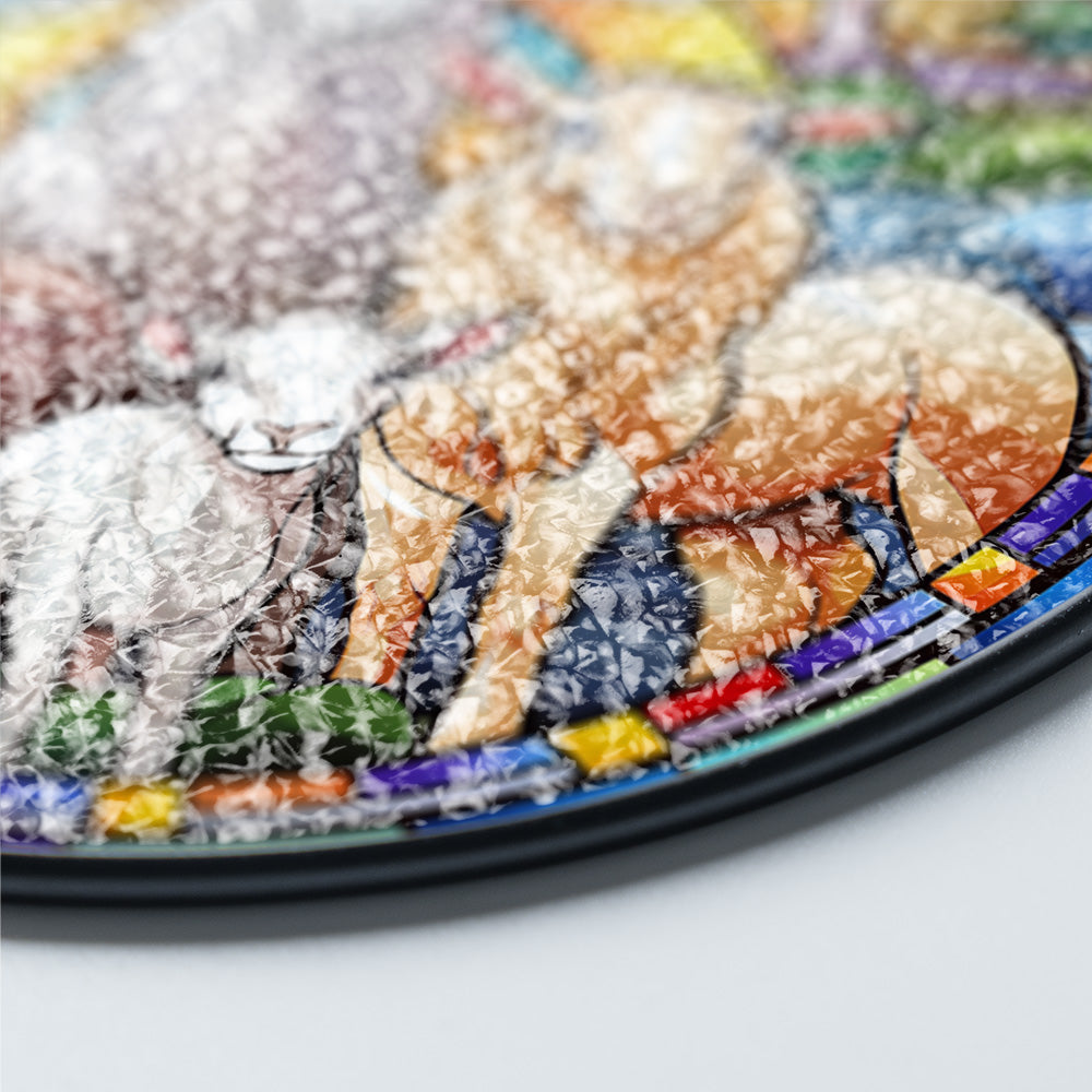 Christmas Stained Glass Suncatcher| Decorative Window Hanging | 6 Sizes | Holiday Decor Accents | Vibrant Textured | Durable Zinc Casing | Nativity Lambs