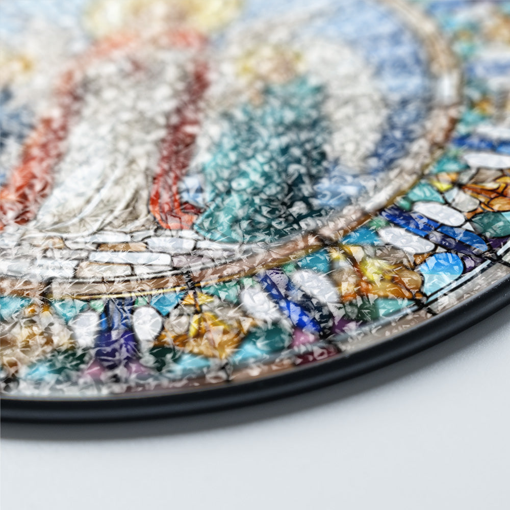 Christmas Stained Glass Suncatcher| Decorative Window Hanging | 6 Sizes | Holiday Decor Accents | Vibrant Textured | Durable Zinc Casing | Mother Mary