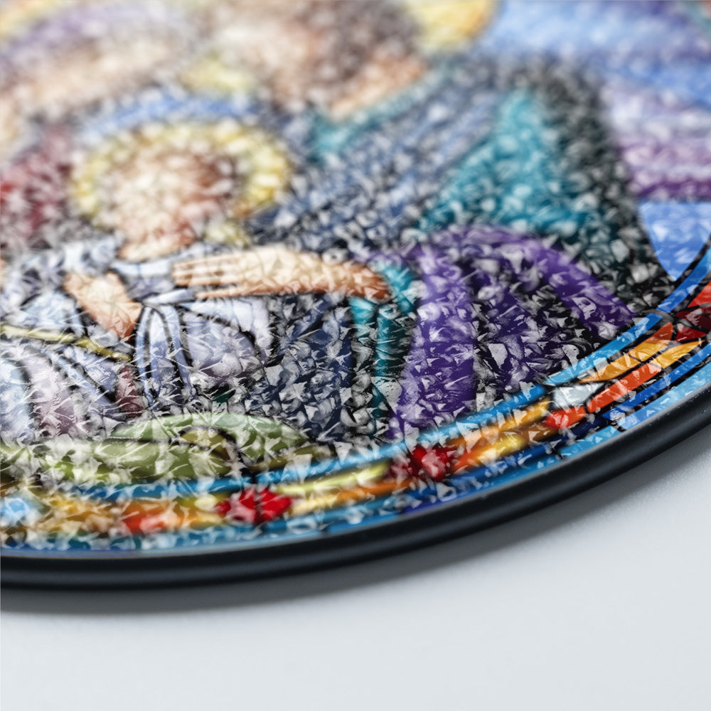 Christmas Stained Glass Suncatcher| Decorative Window Hanging | 6 Sizes | Holiday Decor Accents | Vibrant Textured | Durable Zinc Casing | Nativity Scene