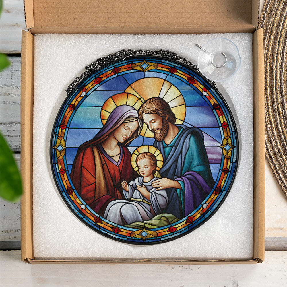 Christmas Stained Glass Suncatcher| Decorative Window Hanging | 6 Sizes | Holiday Decor Accents | Vibrant Textured | Durable Zinc Casing | Nativity Scene