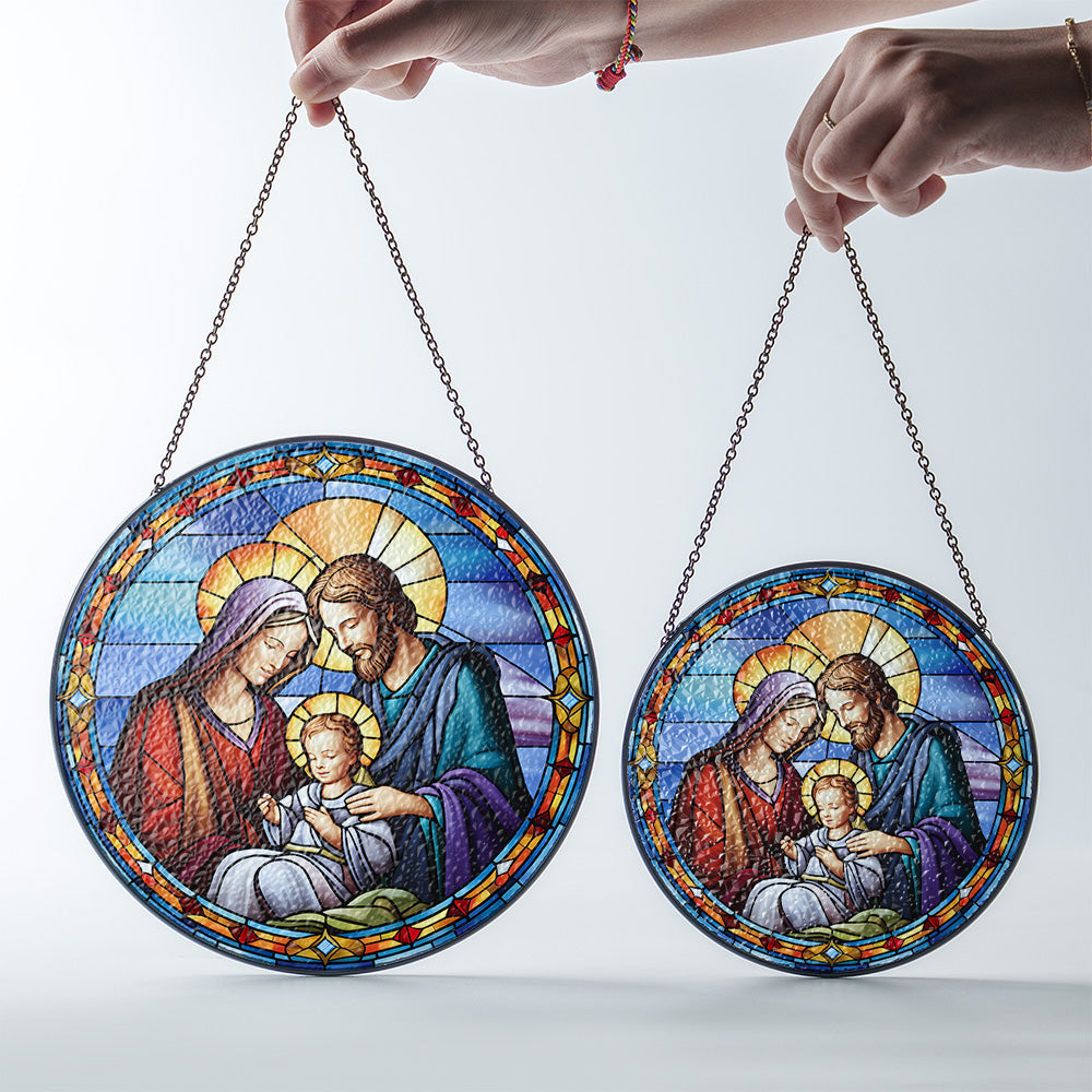 Christmas Stained Glass Suncatcher| Decorative Window Hanging | 6 Sizes | Holiday Decor Accents | Vibrant Textured | Durable Zinc Casing | Nativity Scene