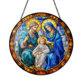 Christmas Stained Glass Suncatcher| Decorative Window Hanging | 6 Sizes | Holiday Decor Accents | Vibrant Textured | Durable Zinc Casing | Nativity Love