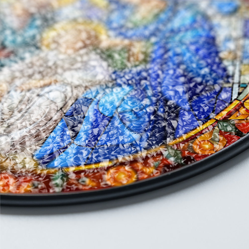 Christmas Stained Glass Suncatcher| Decorative Window Hanging | 6 Sizes | Holiday Decor Accents | Vibrant Textured | Durable Zinc Casing | Nativity Love