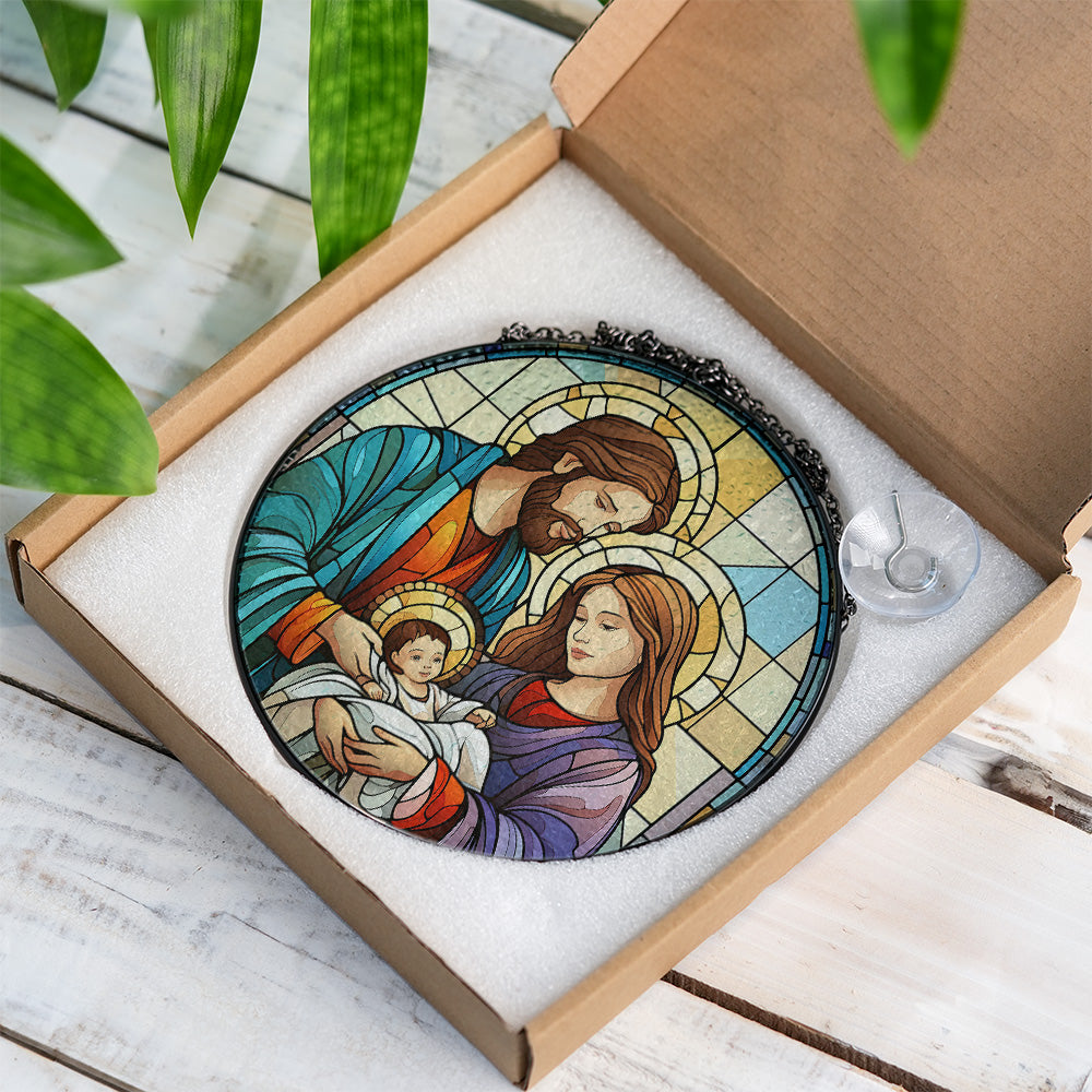 Christmas Stained Glass Suncatcher| Decorative Window Hanging | 6 Sizes | Holiday Decor Accents | Vibrant Textured | Durable Zinc Casing | Nativity Ornament