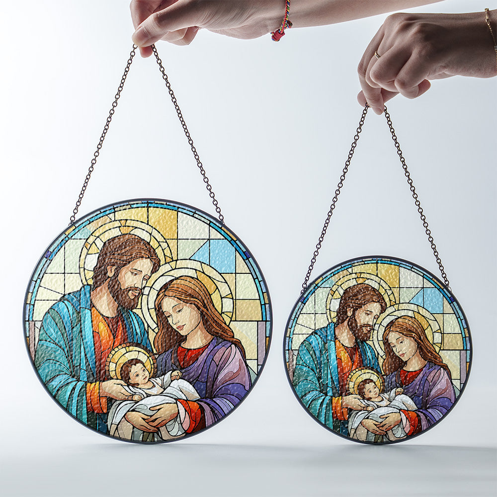 Christmas Stained Glass Suncatcher| Decorative Window Hanging | 6 Sizes | Holiday Decor Accents | Vibrant Textured | Durable Zinc Casing | Nativity Ornament