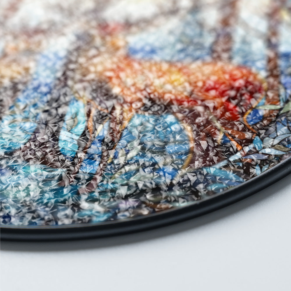 Christmas Stained Glass Suncatcher| Decorative Window Hanging | 6 Sizes | Holiday Decor Accents | Vibrant Textured | Durable Zinc Casing | Reindeer