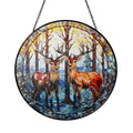 Christmas Stained Glass Suncatcher| Decorative Window Hanging | 6 Sizes | Holiday Decor Accents | Vibrant Textured | Durable Zinc Casing | Reindeer
