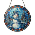 Christmas Stained Glass Suncatcher| Decorative Window Hanging | 6 Sizes | Holiday Decor Accents | Vibrant Textured | Durable Zinc Casing | Snowman