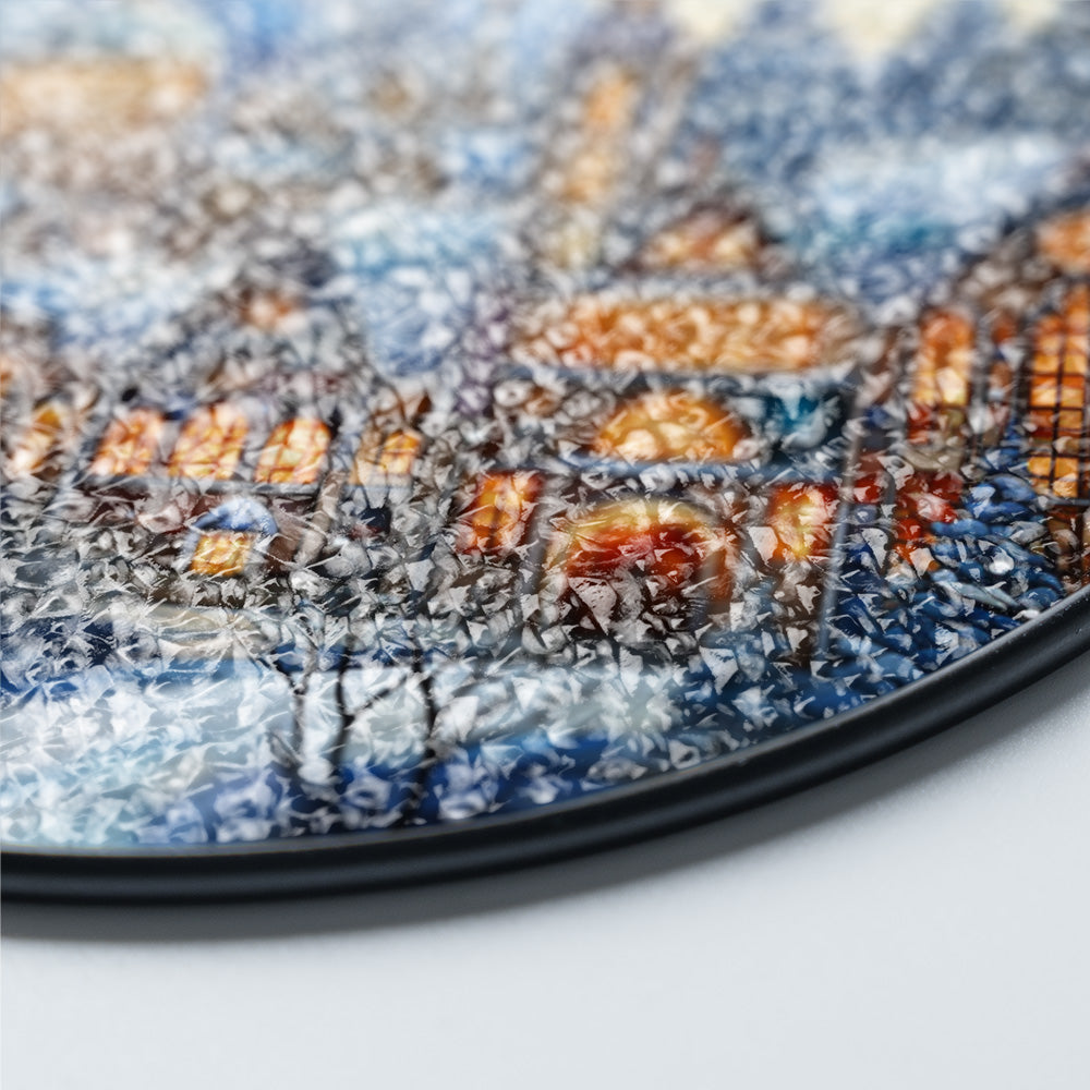 Christmas Stained Glass Suncatcher| Decorative Window Hanging | 6 Sizes | Holiday Decor Accents | Vibrant Textured | Durable Zinc Casing | Vintage Village