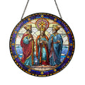Christmas Stained Glass Suncatcher| Decorative Window Hanging | 6 Sizes | Holiday Decor Accents | Vibrant Textured | Durable Zinc Casing | Three Wise Men